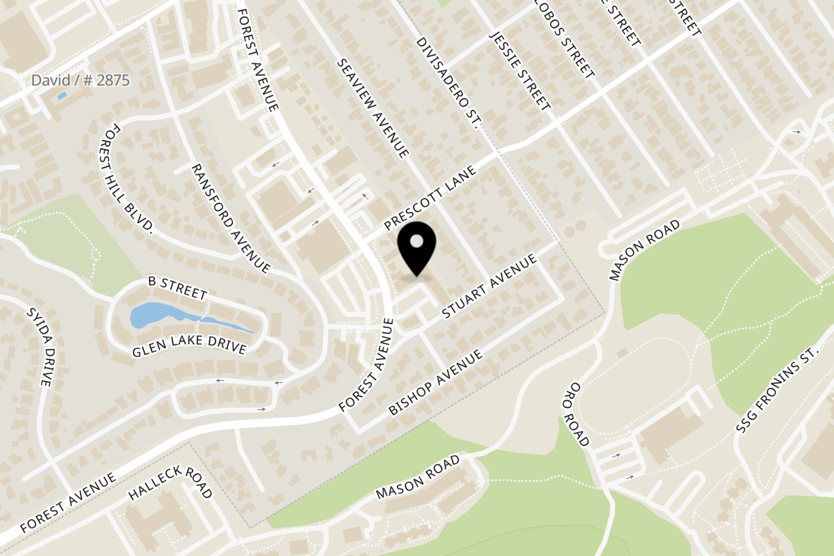 Map showing the location of Mai Thai Cuisine on 1219 Forest Ave in Pacific Grove